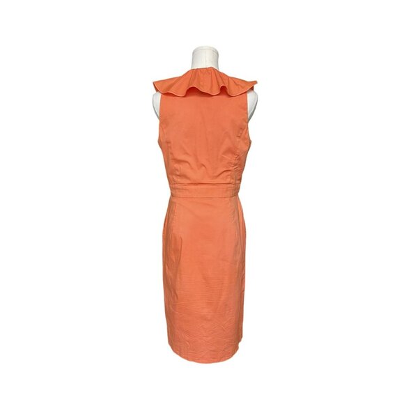 Lauren Ralph Lauren Cocktail Sleeveless Cotton Dress 8 Ruffle Sheath Mini V-Neck - Picture 4 of 10